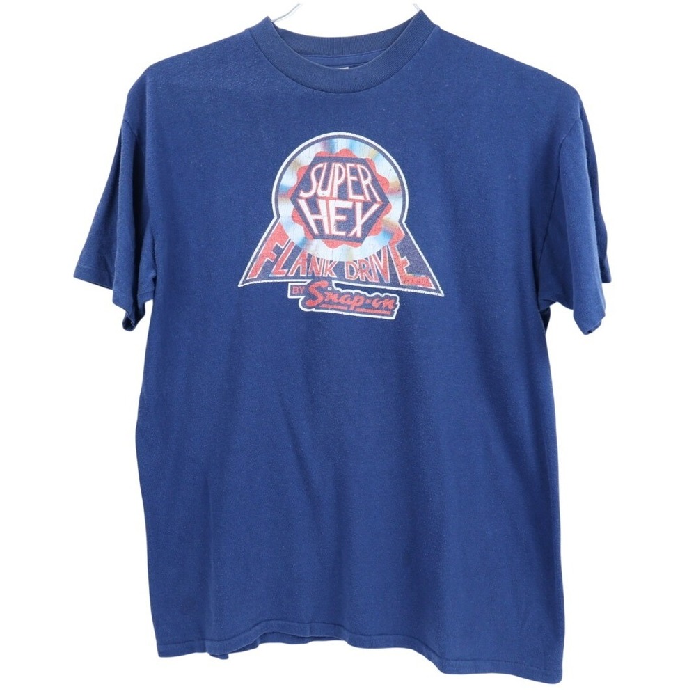 VTG 90s Snap-on Tools Super Hex Flank Drive Blue Retro Graphic Tee Men's M/L